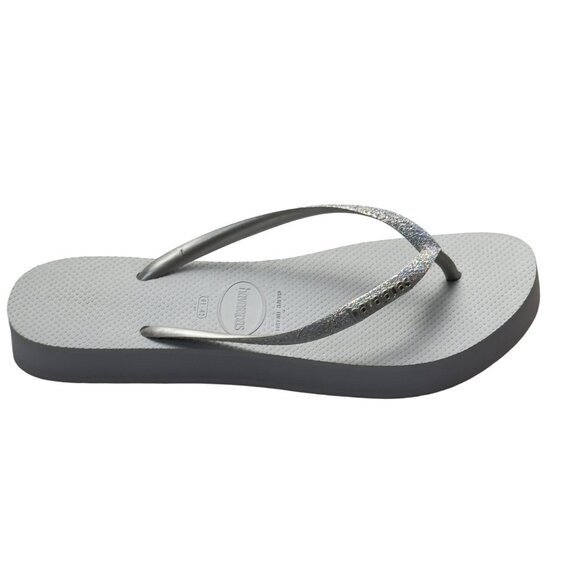 Women’s Shoes HAVAIANAS Gray Flip Flops Flat Rubber Glitter Straps Size Eu 41/44 - Picture 6 of 10